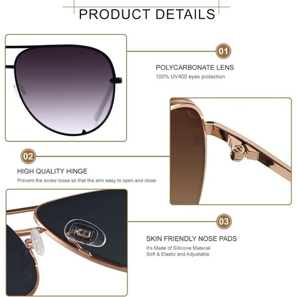 Oversized Aviator Sunglasses UV Protection Big Women Men Fashion Sun Glasses